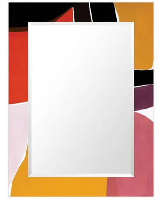 Empire Art Direct "Melon-Cholia I" Rectangular Beveled Mirror on Free Floating Printed Tempered Art Glass, 30" x 40" x 0.4" - Multi