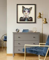 Empire Art Direct "Funky Cat 2" Dimensional Collage Framed Graphic Art Under Glass Wall Art, 25" x 25" x 1.4" - Multi