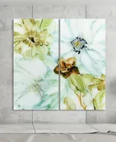 Empire Art Direct "Seaglass Garden I Ab" Frameless Free Floating Tempered Glass Panel Graphic Wall Art Set of 2, 72" x 36" x 0.2" Each - Multi