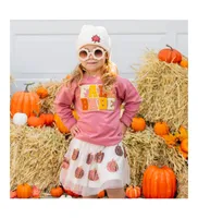 Little and Big Girls Fall Babe Patch Sweatshirt