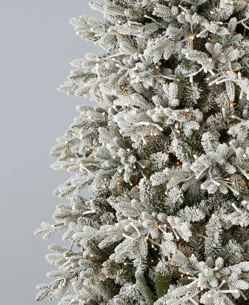 Seasonal Dandan Flocked Pine 7.5' Flocked Pe Mixed Pvc Tree with Metal Base, 3936 Tips, 2200 Lights, Ez-Connect, Remote, Storage Bag