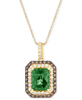 Le Vian Costa Smeralda Emeralds (1-1/5 ct. t.w.) & Diamond (5/8 ct. t.w.) Halo 18" Pendant Necklace in 14k Gold