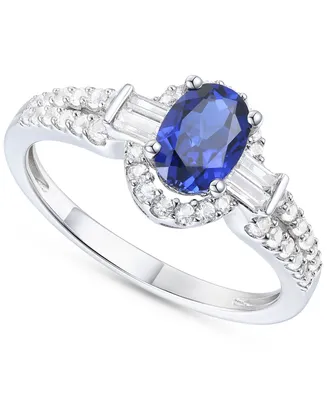 Lab-Grown Blue Sapphire (3/4 ct. t.w.) & Lab-Grown White Sapphire (1/20 ct. t.w.) in Sterling Silver