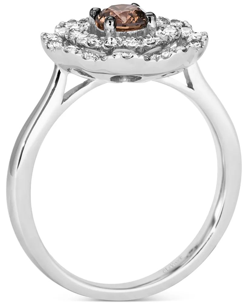 Le Vian Chocolate Diamond & Nude Diamond Flower Ring (3/4 ct. t.w.) in 14k White Gold