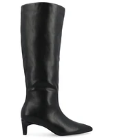 Journee Collection Women's Tullip Kitten Heel Pointed Toe Knee High Dress Boots