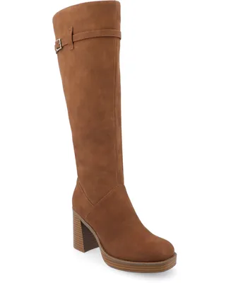 Journee Collection Women's Letice Wide Width Calf Square Toe Platform Knee High Boots