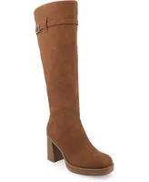 Journee Collection Women's Letice Wide Width Calf Square Toe Platform Knee High Boots