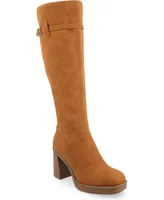 Journee Collection Women's Letice Wide Width Calf Square Toe Platform Knee High Boots