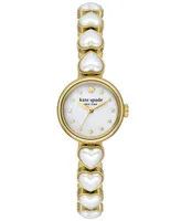 kate spade new york Women's Monroe Three Hand Gold-Tone Stainless Steel and Imitation Pearl Watch 24mm