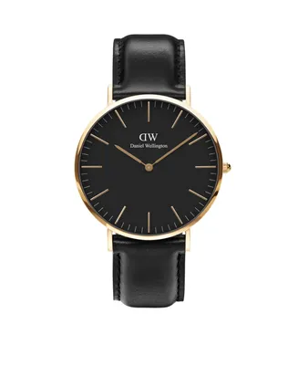 Daniel Wellington Men's Classic Sheffield Black Leather Watch 40mm