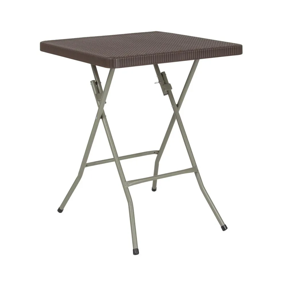 Emma+Oliver 1.95-Foot Square Rattan Plastic Folding Table