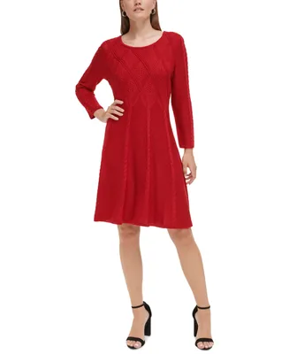 Jessica Howard Women's Cable-Knit Fit & Flare Sweater Dress