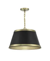 Trade Winds Lighting Trade Winds Taryn 3-Light Pendant in Matte Black with Natural Brass