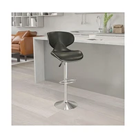 Contemporary Cozy Mid-Back Vinyl Adjustable Height Barstool