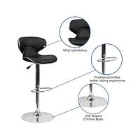 Contemporary Cozy Mid-Back Vinyl Adjustable Height Barstool