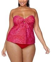 Raisins Curve Trendy Plus Size Zanzibar Printed Tankini Top Bottoms