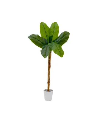 Nearly Natural 48" Artificial Banana Tree in Decorative Planter