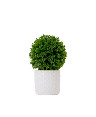 Nearly Natural 10" Artificial Boxwood Topiary Plant with Decorative Planter