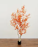 Nearly Natural 72" Autumn Birch Artificial Fall Tree