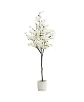 Nearly Natural 72" Artificial Cherry Blossom Tree with Decorative Planter