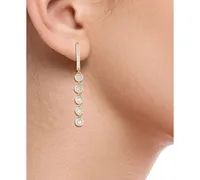 Diamond Halo Dangle Hoop Drop Earrings (1 ct. t.w.) in 14k Gold