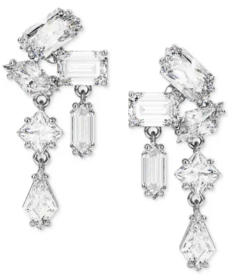 Swarovski Silver-Tone Mesmera Crystal Cluster Drop Earrings