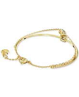 Swarovski Silver-Tone Stilla Two-Row Bangle Bracelet