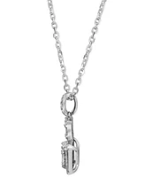 Cubic Zirconia Baguette Cluster 18" Pendant Necklace in Sterling Silver