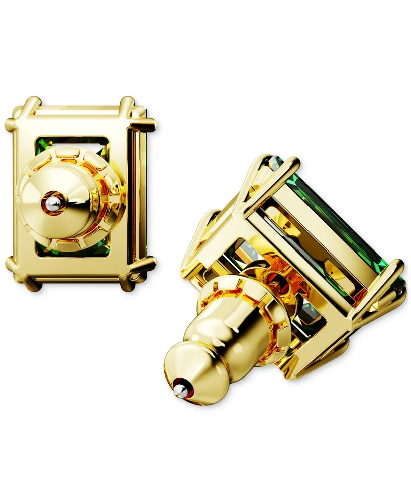 Swarovski Gold-Tone Color Rectangle Crystal Stud Earrings