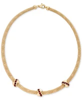 Garnet Crisscross Popcorn 18" Collar Necklace (3/8 ct. t.w.) in 14k Gold-Plated Sterling Silver