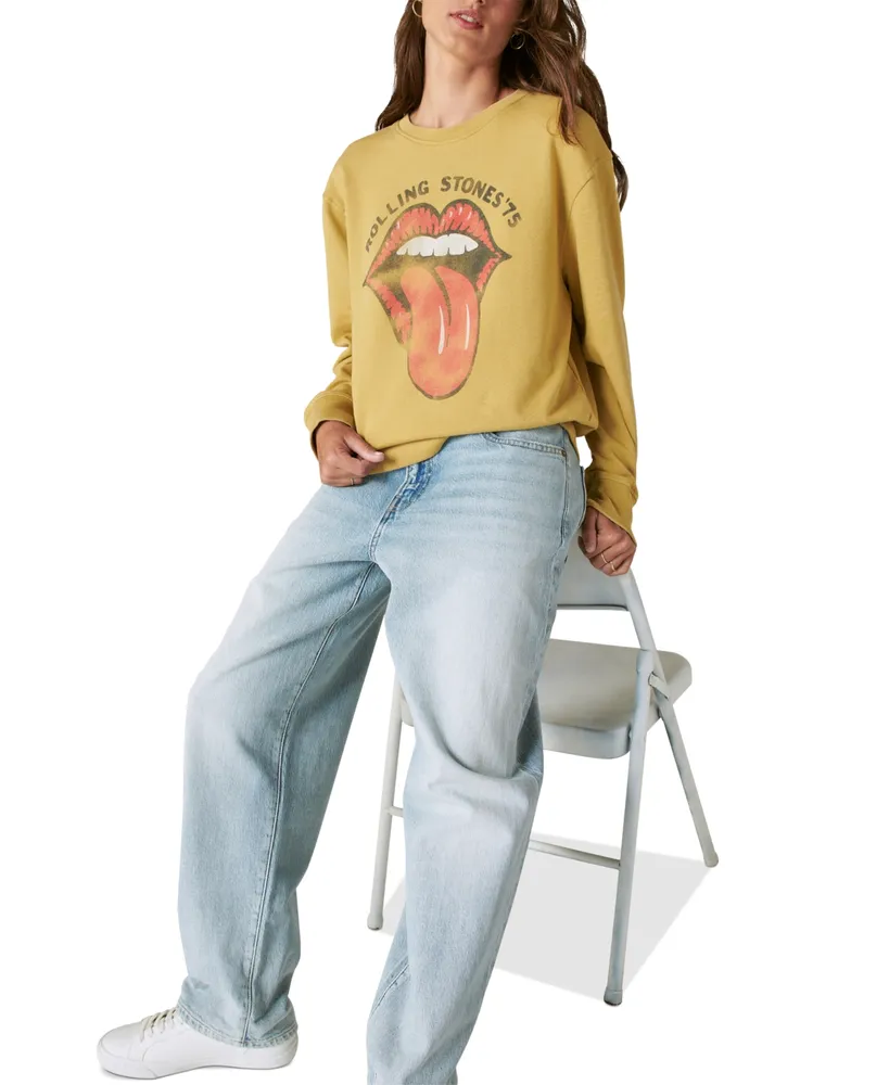 Lucky Brand Women's Rolling Stones Graphic Print Cotton Sweatshirt