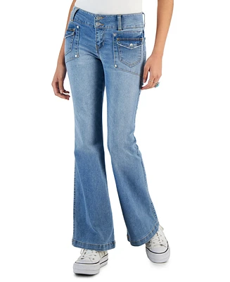 Celebrity Pink Juniors' Two-Button Low-Rise Flare-Leg Jeans