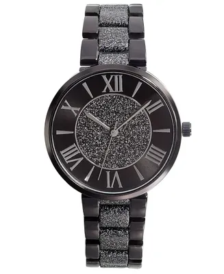 I.n.c. International Concepts Women's Glitter Black-Tone Bracelet Watch 36mm, Created for Macy's