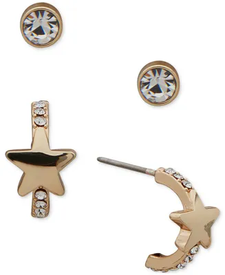 Dkny Gold-Tone 2-Pc. Set Star & Crystal Stud Earrings
