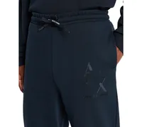 A|X Armani Exchange Men's Elastic Drawstring Waist Fleece Eagle Logo Joggers