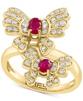 Effy Ruby (1/2 ct. t.w.) & Diamond (1/2 ct. t.w.) Butterfly Ring in 14k Gold