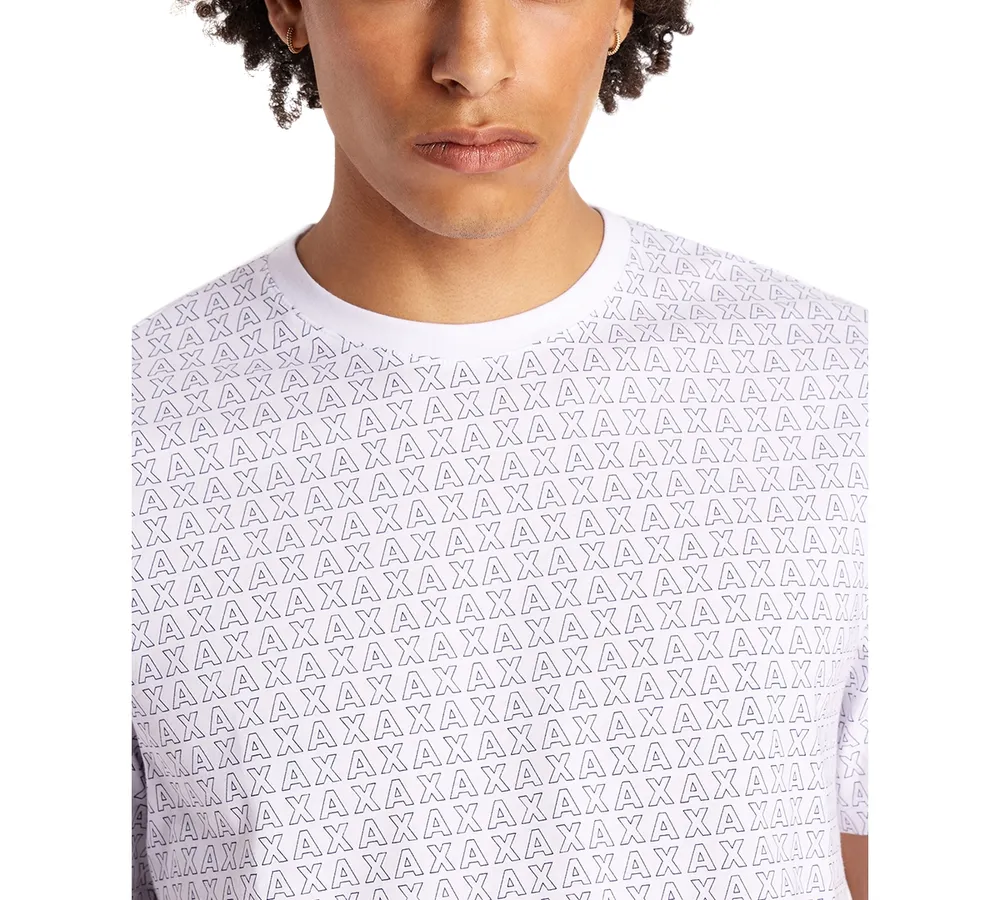 A|X Armani Exchange Men's Short Sleeve Crewneck Allover Logo Print T-Shirt