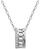 Giani Bernini Cubic Zirconia Open Link Rondelle Slide Pendant Necklace, 16" + 2" extender, Created for Macy's