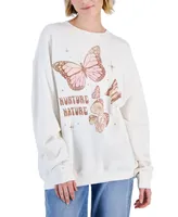 Grayson Threads, The Label Juniors' Nurture Nature Butterfly Graphic Sweatshirt