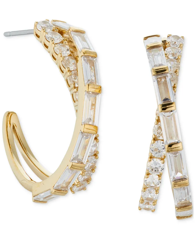 Eliot Danori Cubic Zirconia Small Crossover C-Hoop Earrings, 1"