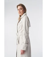 Furniq Uk Women's Genuine Leather Trench Coat