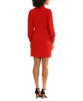 Maggy London Women's Bubble-Crepe Blouson-Sleeve Mini Dress