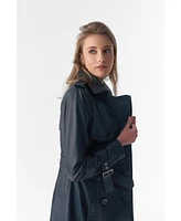 Furniq Uk Women's Genuine Leather Trench Coat