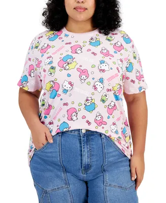 Love Tribe Trendy Plus Size Hello Kitty Allover Print T-Shirt