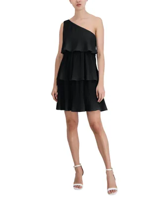 BCBGeneration Women's One-Shoulder Pleated Tiered Dress