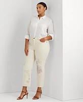 Lauren Ralph Plus Linen Roll-Tab Shirt