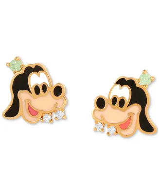 Girls Crew 18k Gold-Plated Color Crystal Goofy Stud Earrings