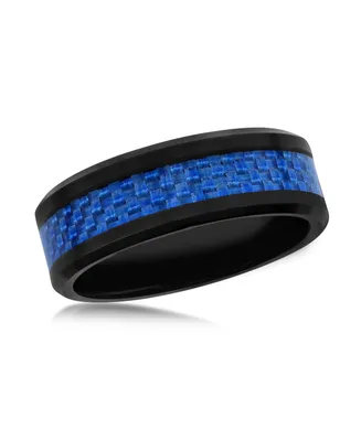 Metallo Black Tungsten Ring - Blue Carbon Fiber