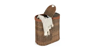 Hand-woven Laundry Hamper Basket with 2 Removable Liner Bags