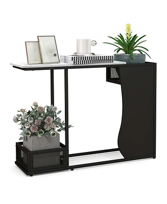 43.5'' Console Table with Faux Marble Top & 2 Storage Compartments Entryway